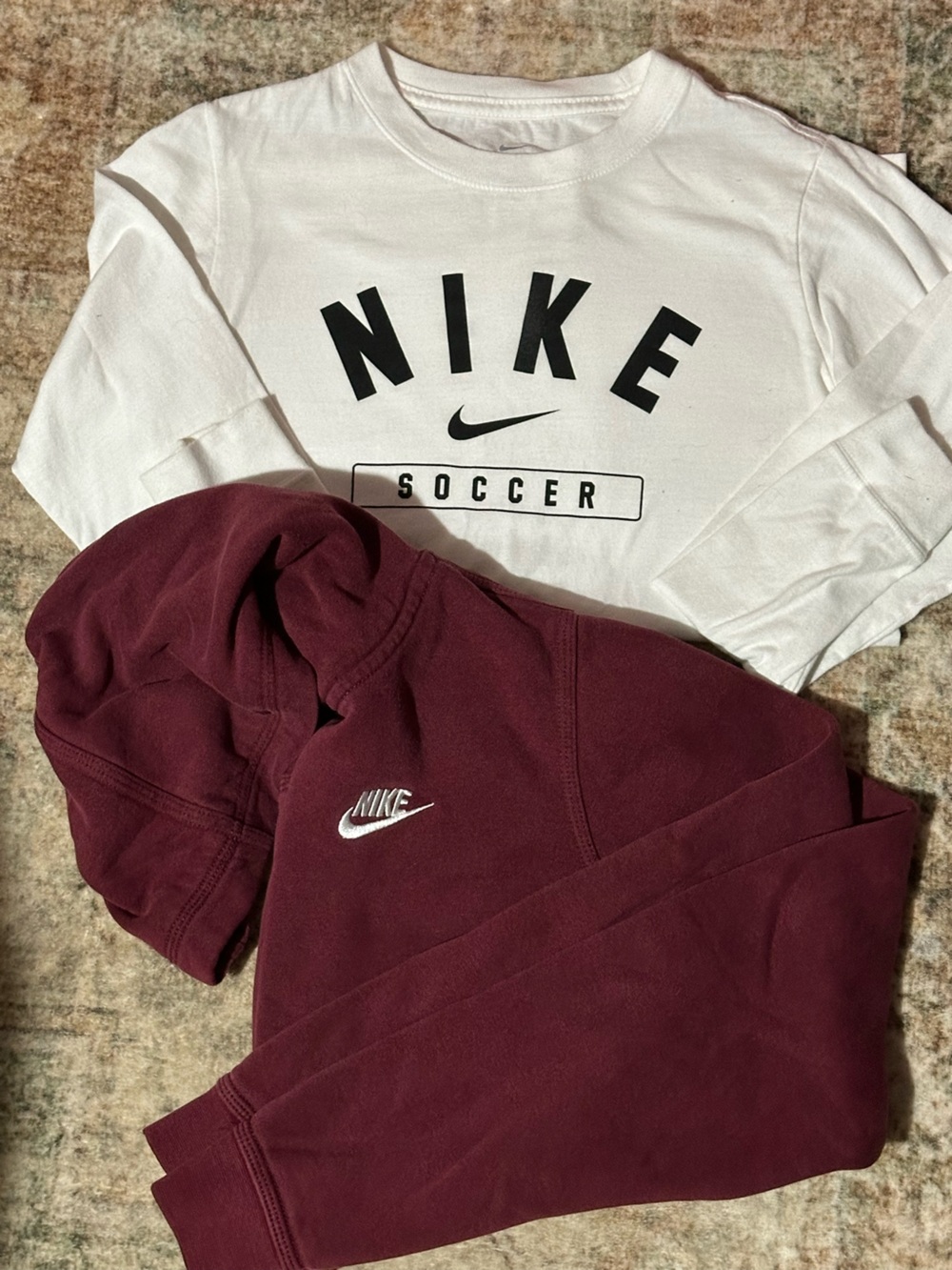 Nike Burgundy Hoodie & White Soccer Tee Set